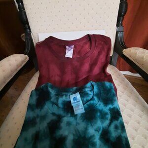 Two 3XL Tie Dye Womens Tunic T=Shirts Maroon and Teal